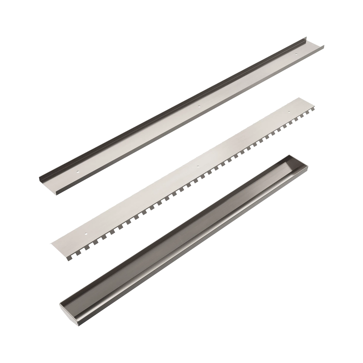Nero - Tile Insert V Channel Floor Grate 50Mm Outlet Without Outlet And Hole Saw Brushed Nickel