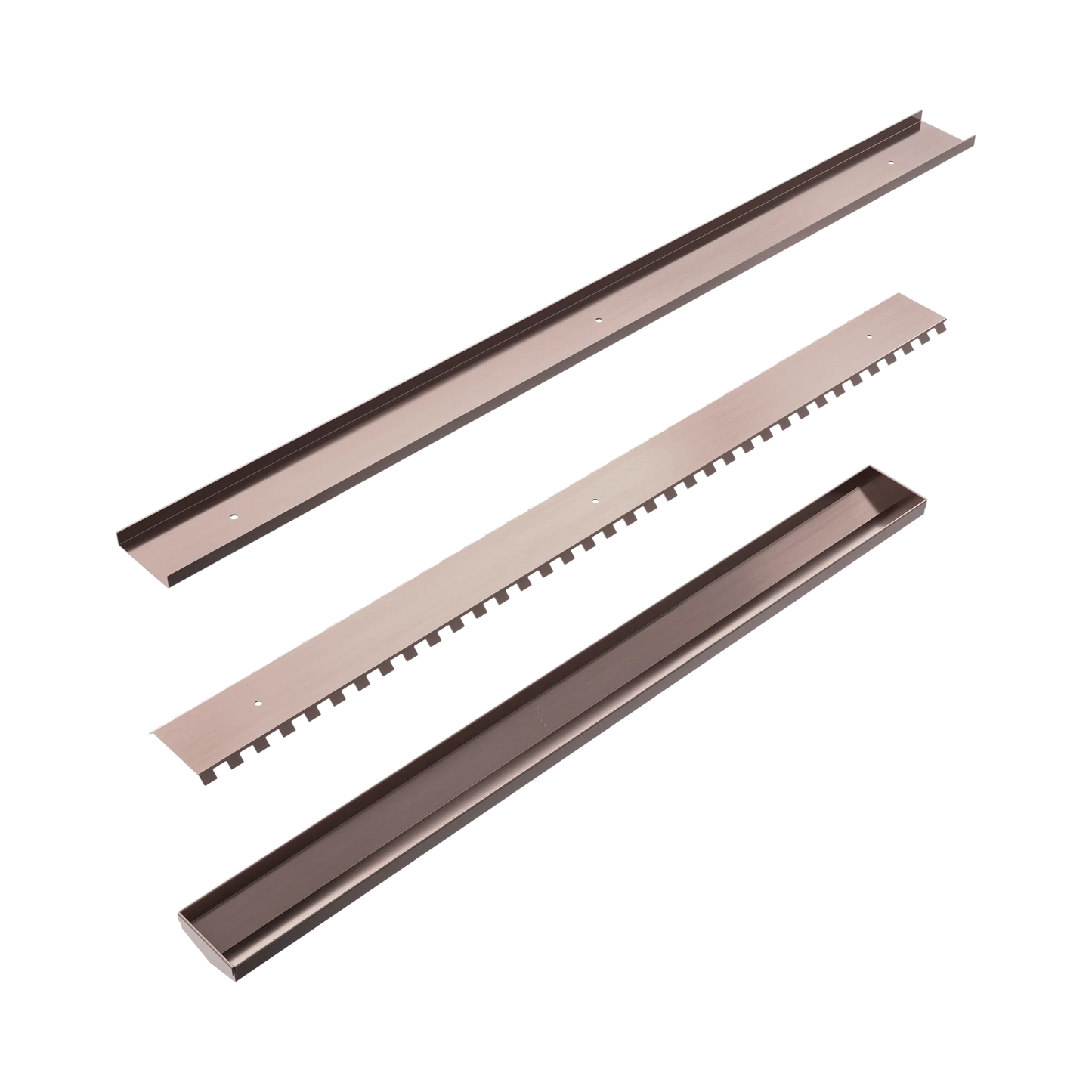 Nero - Tile Insert V Channel Floor Grate 50Mm Outlet Without Outlet And Hole Saw Brushed Bronze