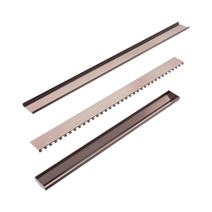 Nero - Tile Insert V Channel Floor Grate 50Mm Outlet Without Outlet And Hole Saw Brushed Bronze
