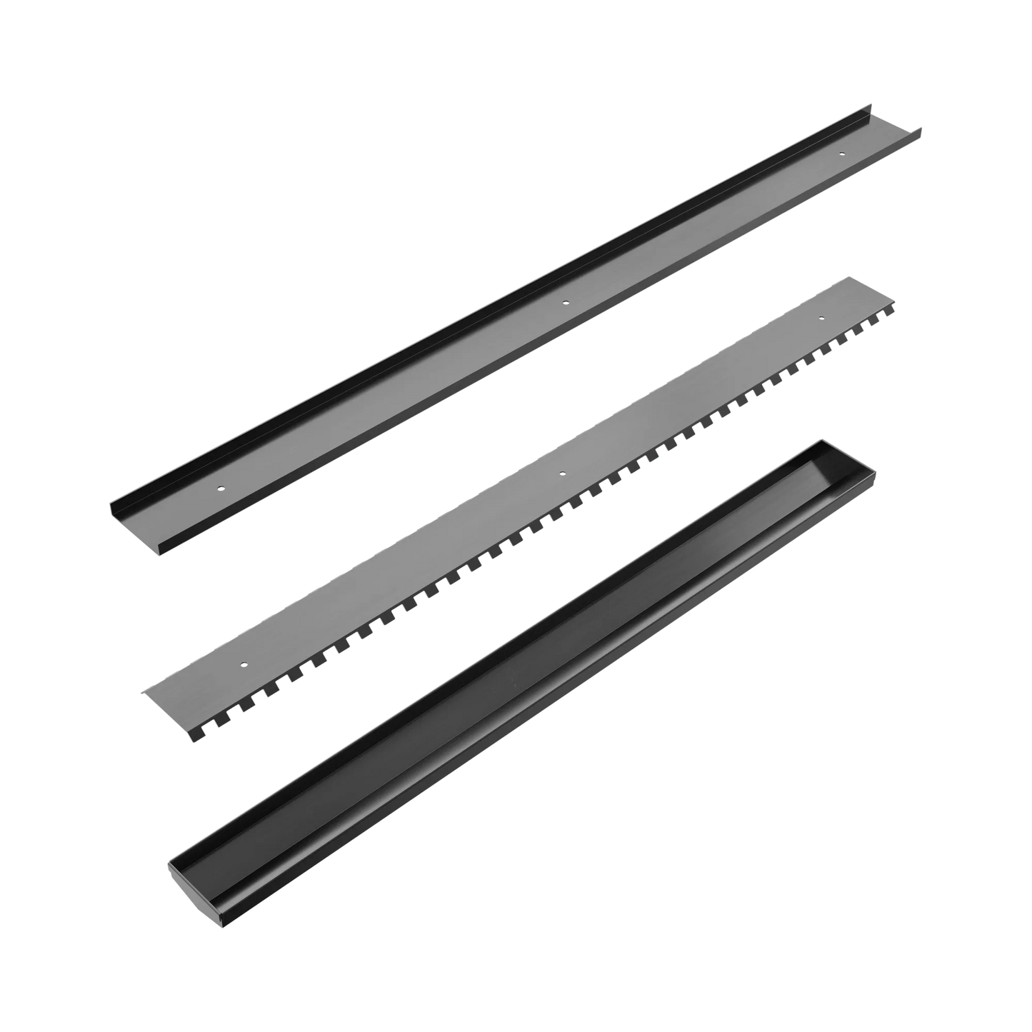 Nero - Tile Insert V Channel Floor Grate 50Mm Outlet Without Outlet And Hole Saw Gun Metal