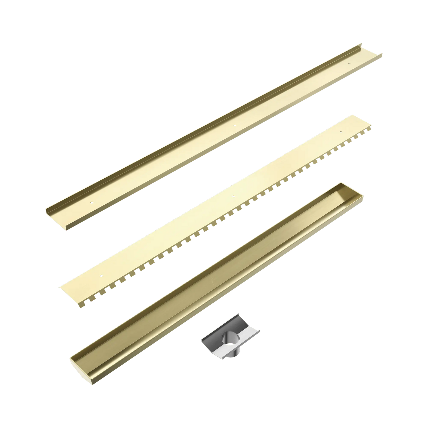 Tile Insert V Channel 900x82mm Floor Grate 50mm Outlet Brushed Gold