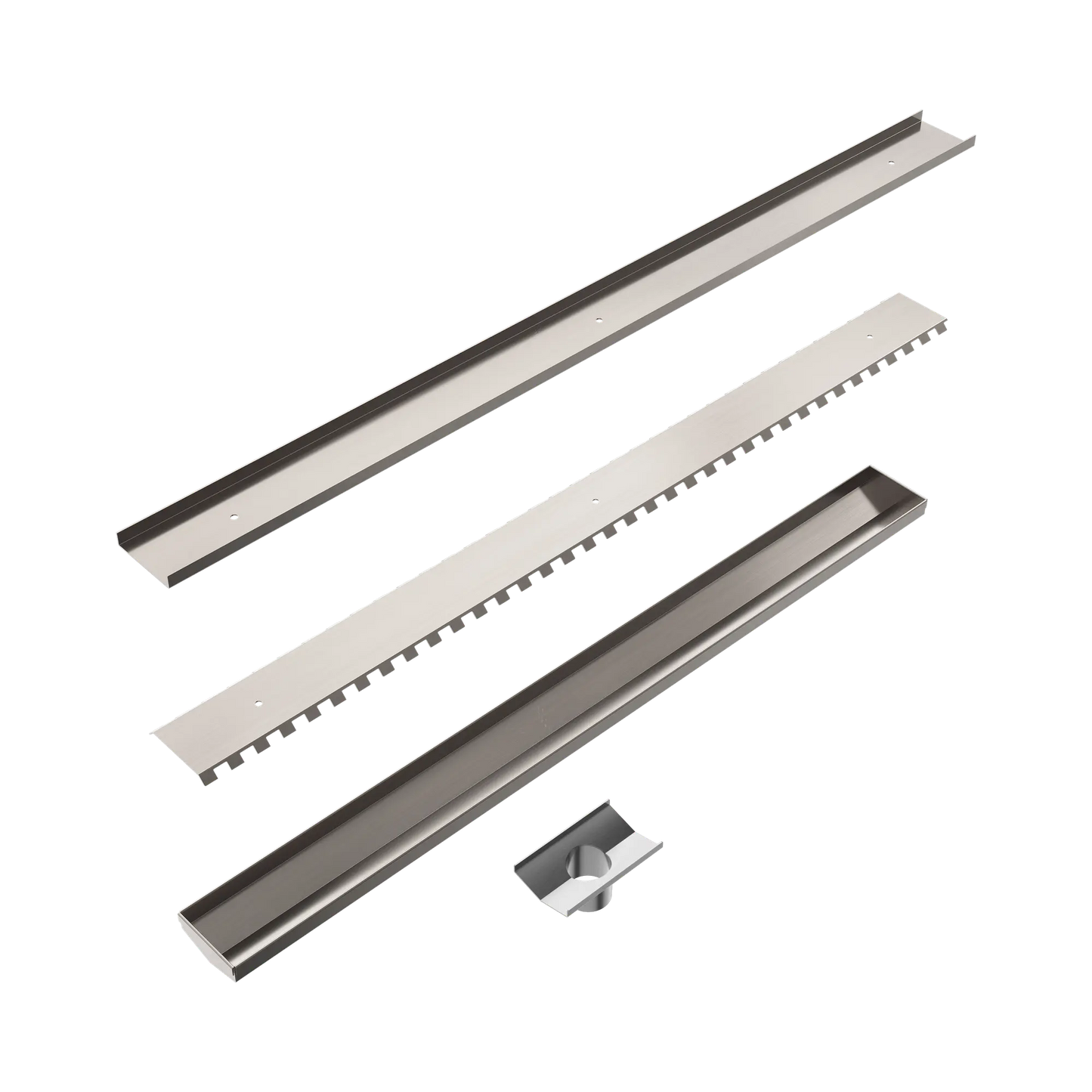 Tile Insert V Channel 900x82mm Floor Grate 50mm Outlet Brushed Nickel