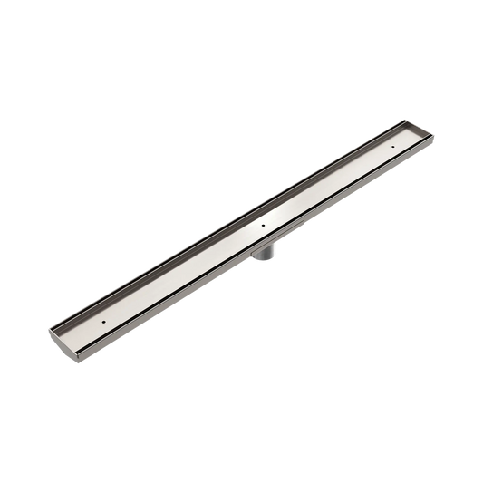 Tile Insert V Channel 900x82mm Floor Grate 50mm Outlet Brushed Nickel