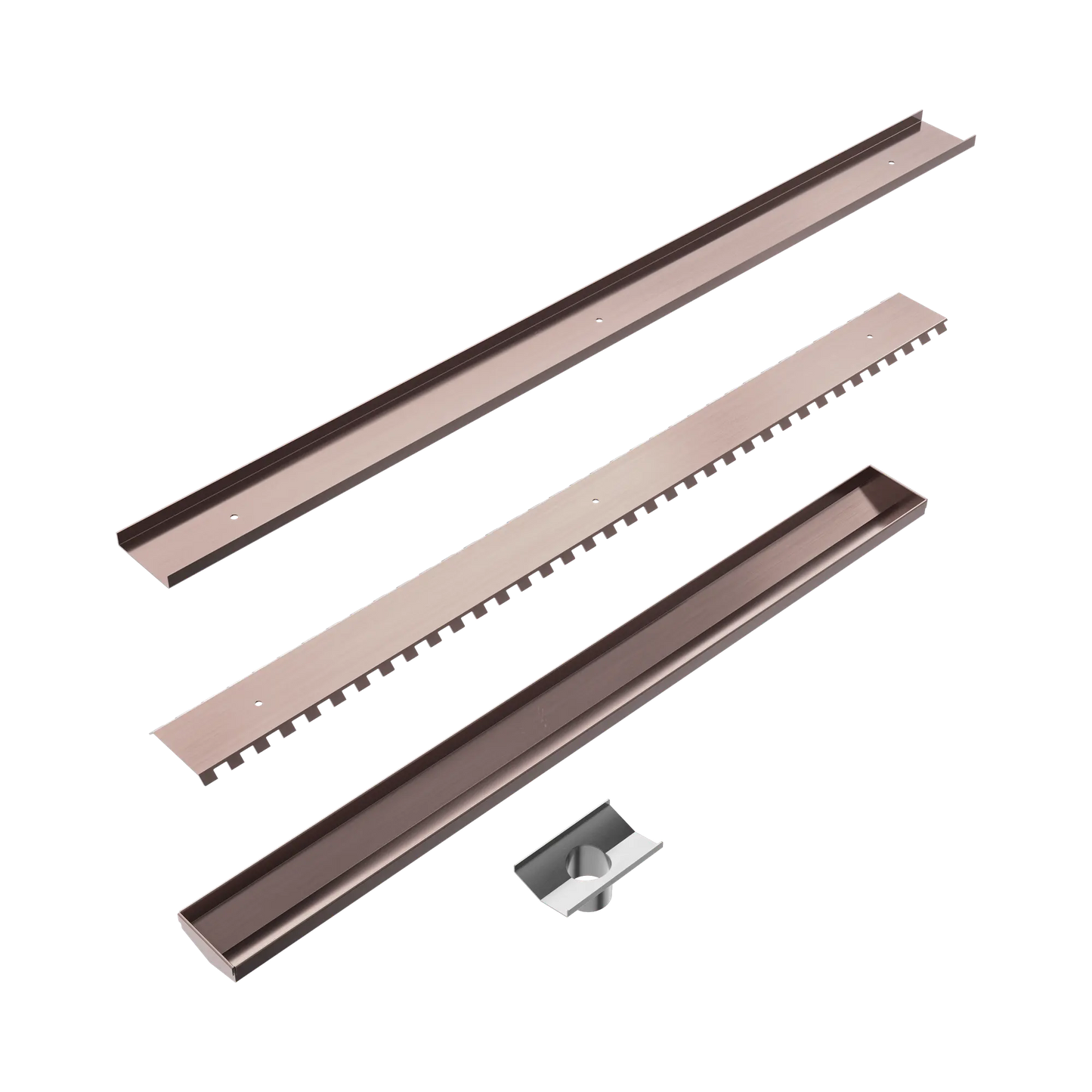 Tile Insert V Channel 900x82mm Floor Grate 50mm Outlet Brushed Bronze