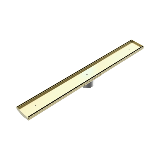 Tile Insert V Channel 900x106mm Floor Grate 80mm Outlet Brushed Gold