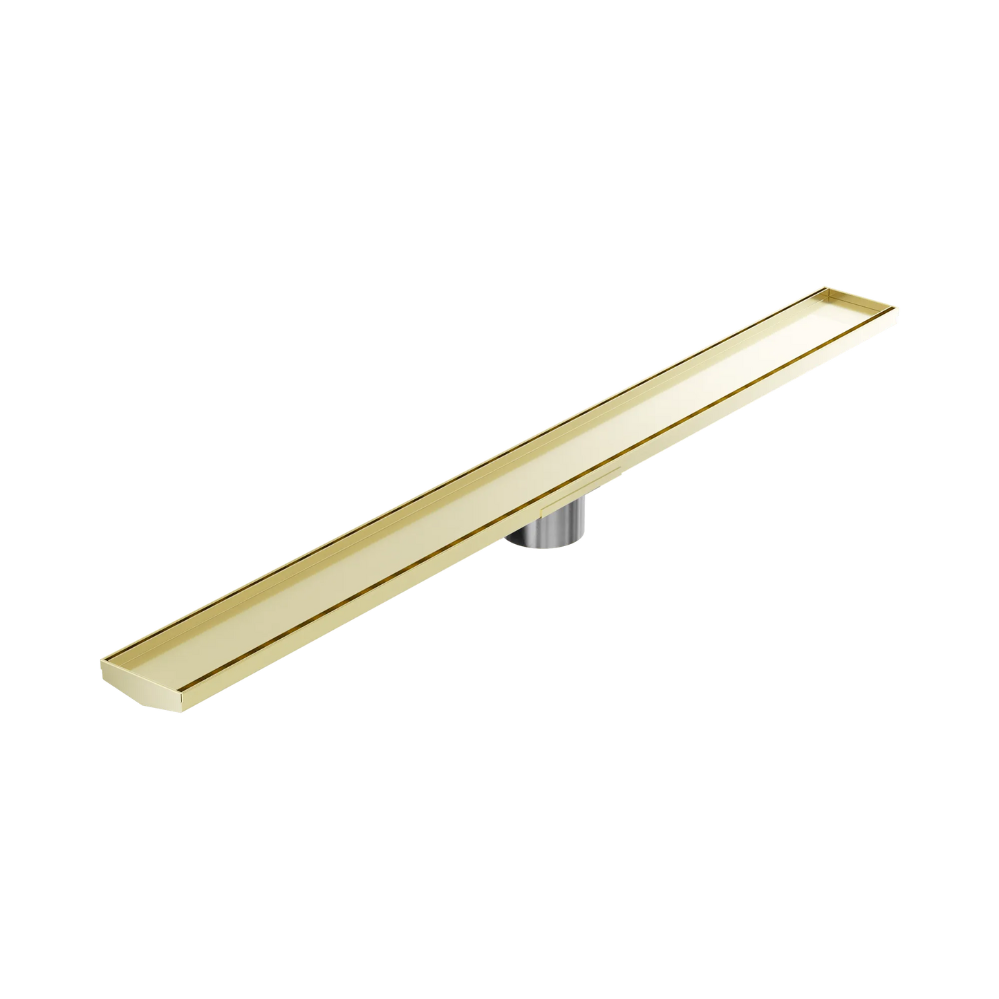 Tile Insert V Channel 1200x106mm Floor Grate 90mm Outlet Brushed Gold