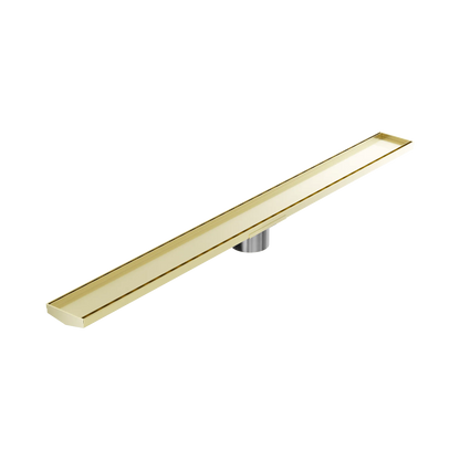 Tile Insert V Channel 1200x106mm Floor Grate 90mm Outlet Brushed Gold