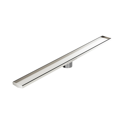 Tile Insert V Channel 1200x106mm Floor Grate 90mm Outlet Brushed Nickel