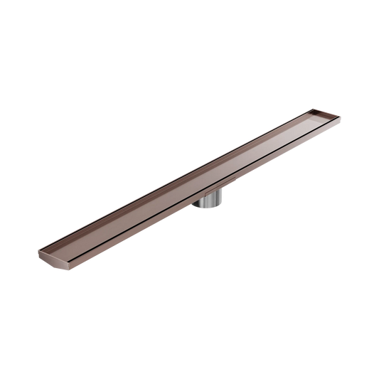 Tile Insert V Channel 1200x106mm Floor Grate 90mm Outlet Brushed Bronze