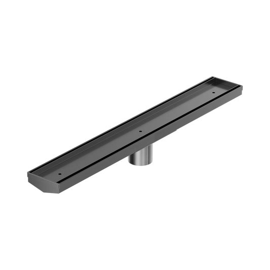 Tile Insert V Channel 600x82mm Floor Grate 50mm Outlet Gun Metal