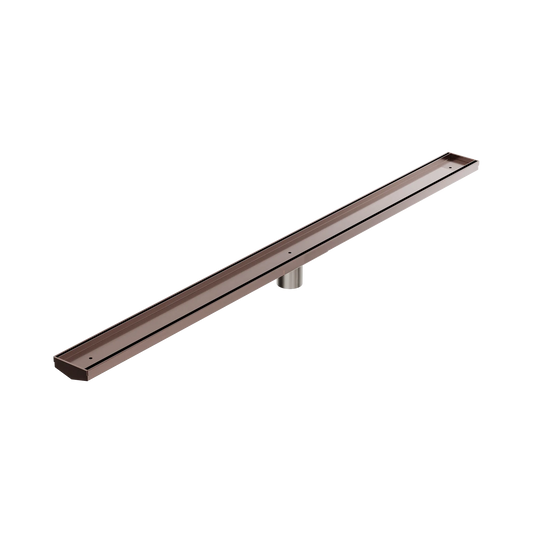 Tile Insert V Channel 1200x82mm Floor Grate 50mm Outlet Brushed Bronze