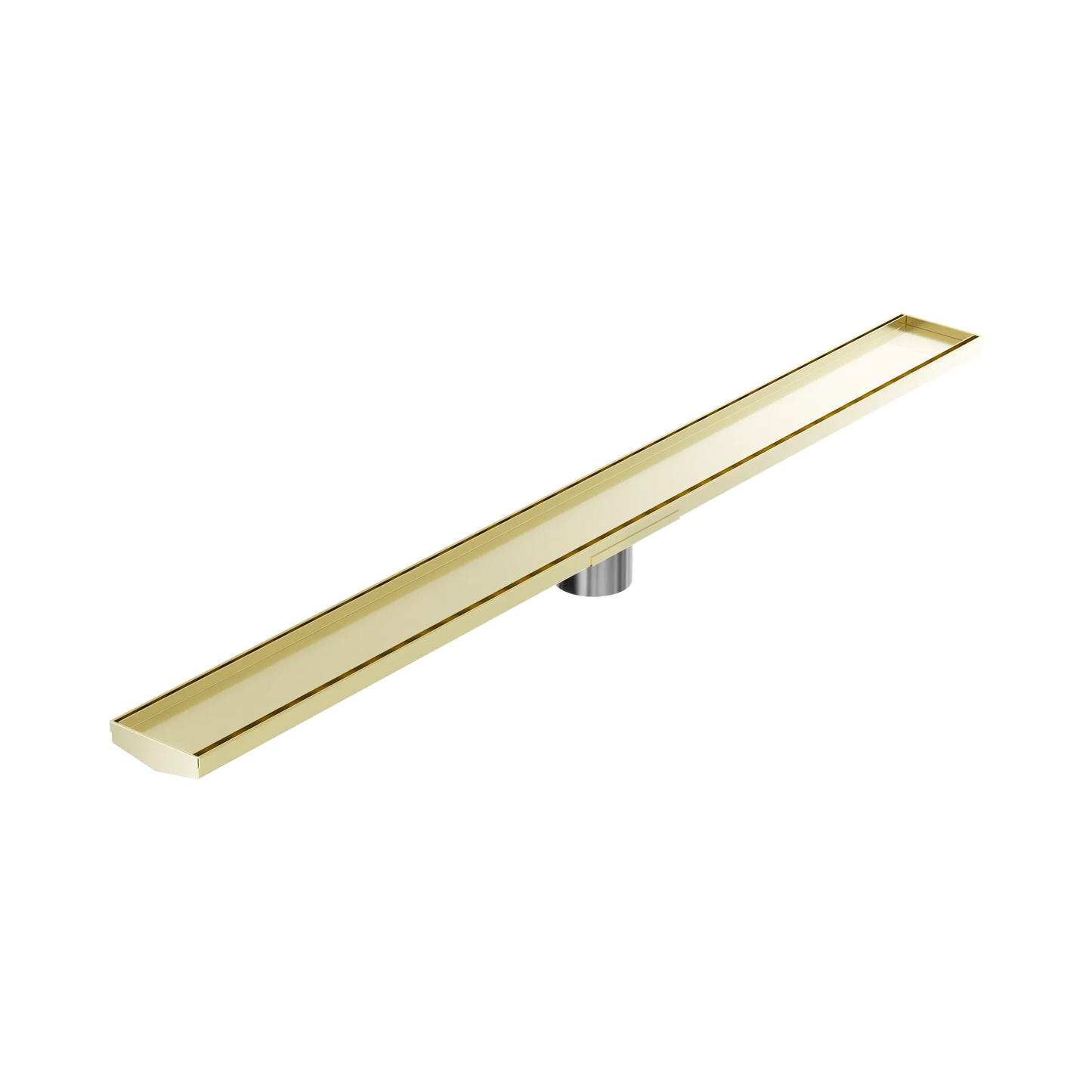 Tile Insert V Channel 1200x106mm Floor Grate 80mm Outlet Brushed Gold