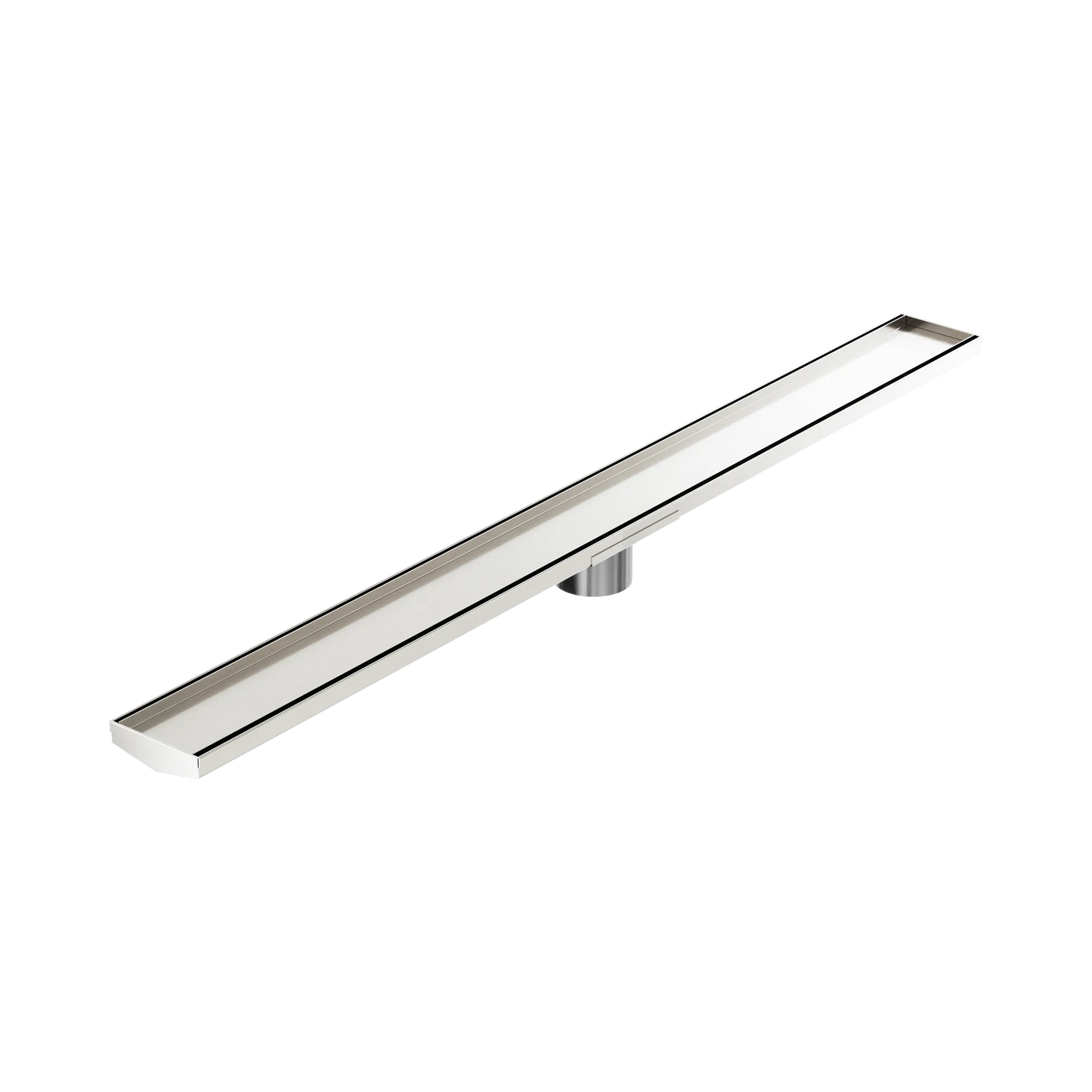 Tile Insert V Channel 1200x106mm Floor Grate 80mm Outlet Brushed Nickel
