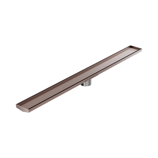 Tile Insert V Channel 1200x106mm Floor Grate 80mm Outlet Brushed Bronze