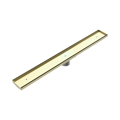Tile Insert V Channel 800x106mm Floor Grate 90mm Outlet Brushed Gold