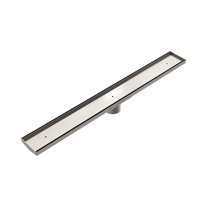 Tile Insert V Channel 800x106mm Floor Grate 90mm Outlet Brushed Nickel