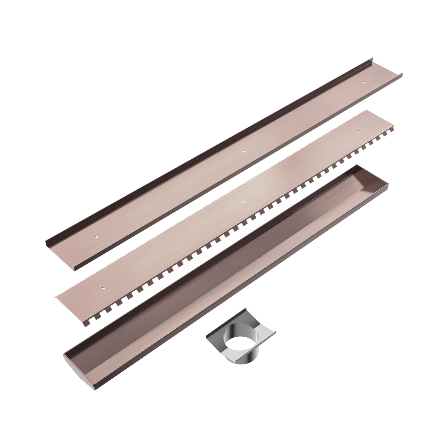 Tile Insert V Channel 800x106mm Floor Grate 90mm Outlet Brushed Bronze