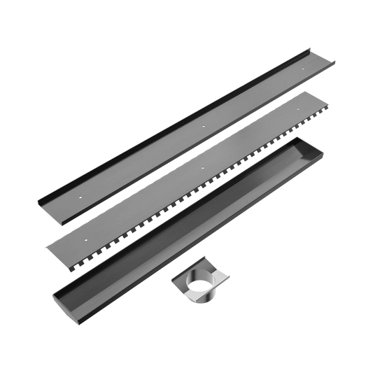 Tile Insert V Channel 800x106mm Floor Grate 90mm Outlet Gun Metal