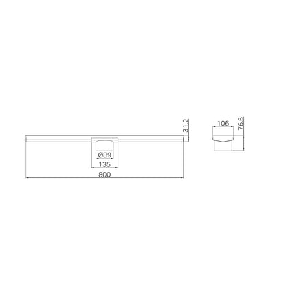 Tile Insert V Channel 800x106mm Floor Grate 90mm Outlet Gun Metal