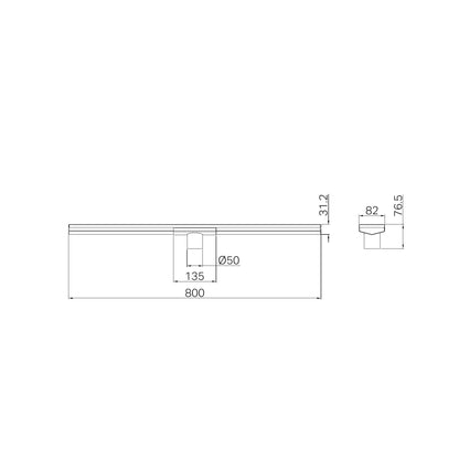 Tile Insert V Channel 800x82mm Floor Grate 50mm Outlet Brushed Nickel