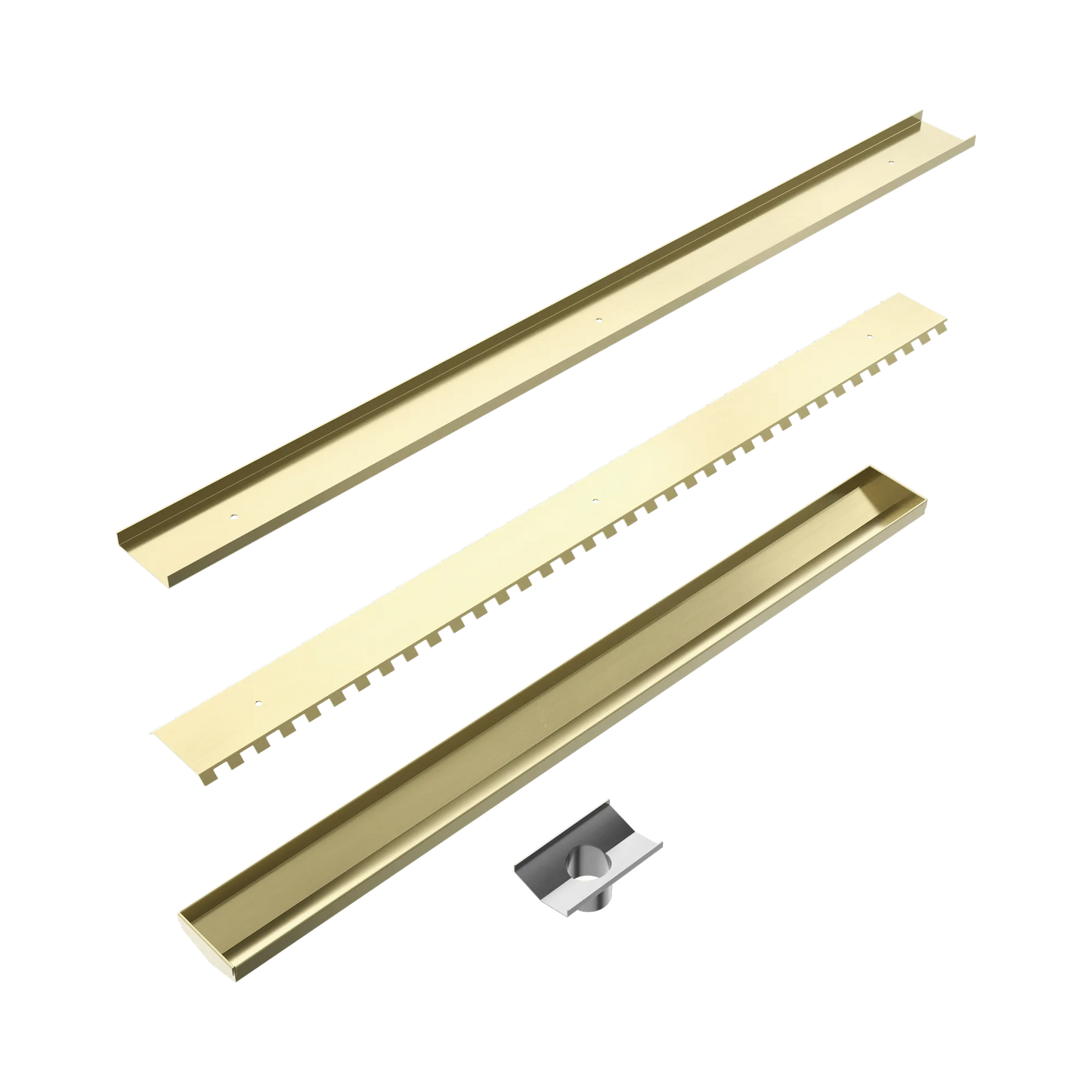 Tile Insert V Channel 800x82mm Floor Grate 50mm Outlet Brushed Gold