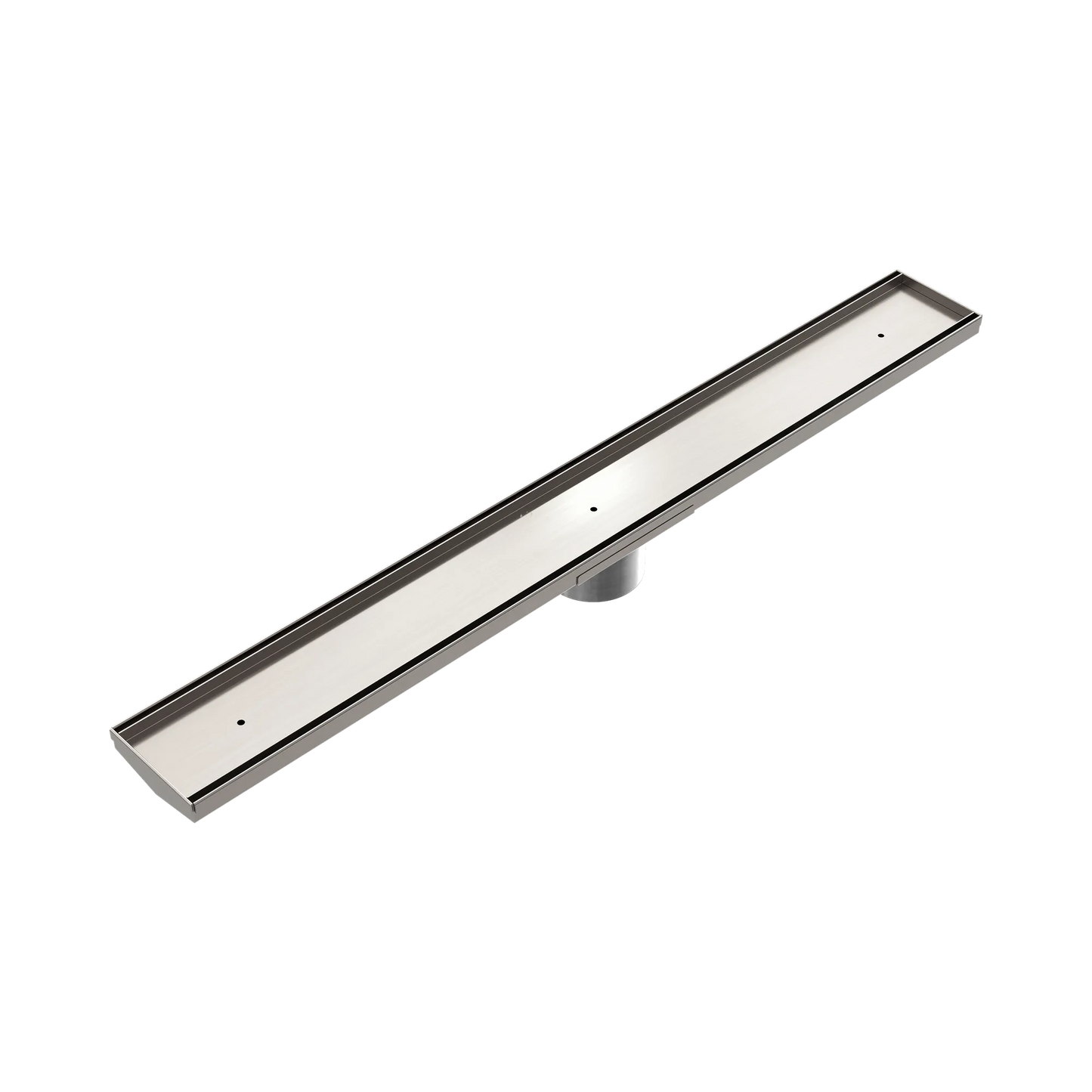 Tile Insert V Channel 800x82mm Floor Grate 50mm Outlet Brushed Nickel