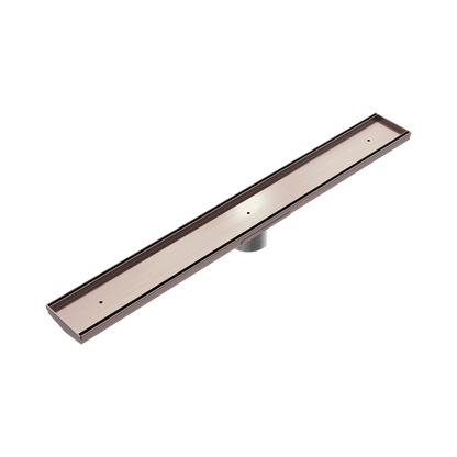 Tile Insert V Channel 800x82mm Floor Grate 50mm Outlet Brushed Bronze