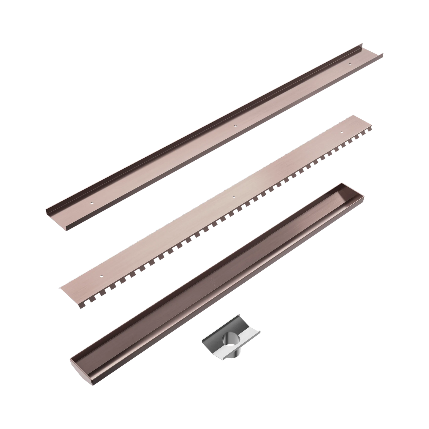 Tile Insert V Channel 800x82mm Floor Grate 50mm Outlet Brushed Bronze