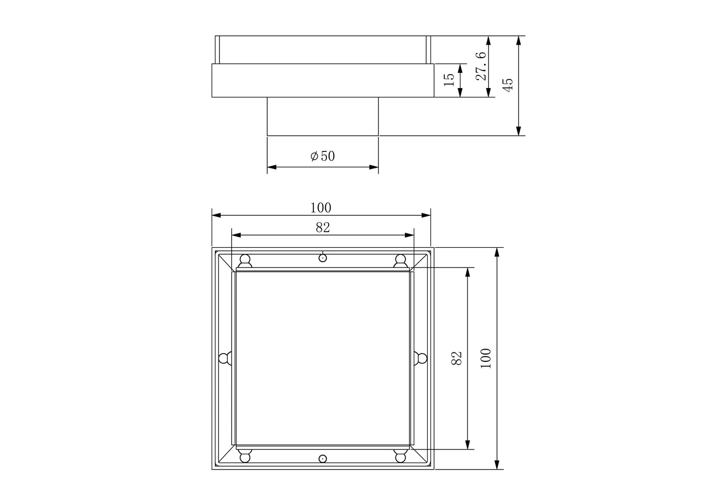 Tile Insert Floor Waste 50mm Outlet Matte Black