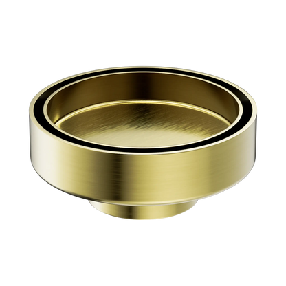100mm Round Tile Insert Floor Waste 50mm Outlet Brushed Gold