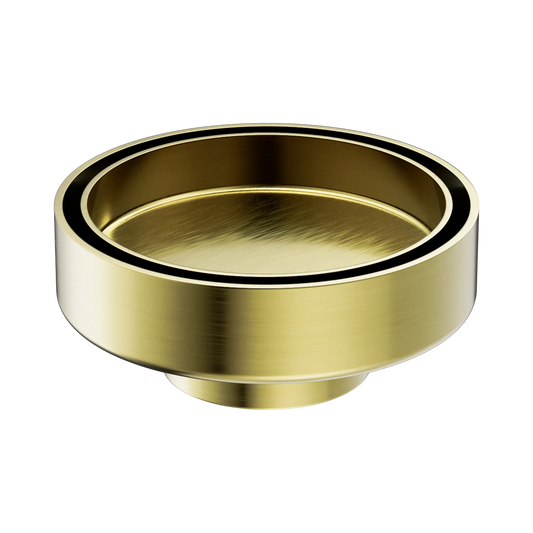 100mm Round Tile Insert Floor Waste 50mm Outlet Brushed Gold