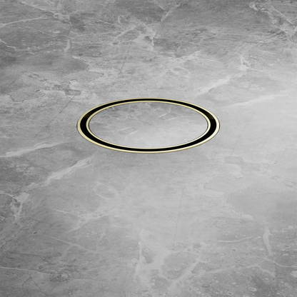 100mm Round Tile Insert Floor Waste 50mm Outlet Brushed Gold