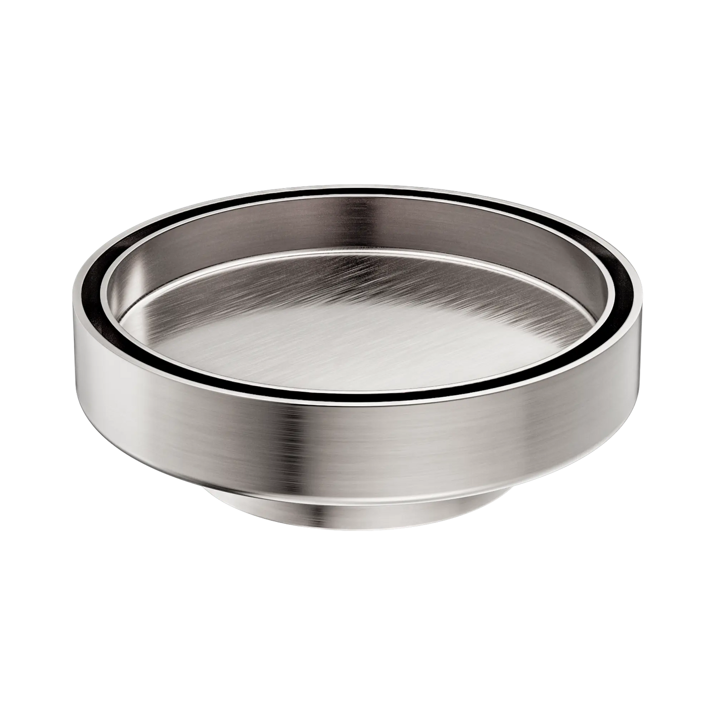 130mm Round Tile Insert Floor Waste 80mm Outlet Brushed Nickel