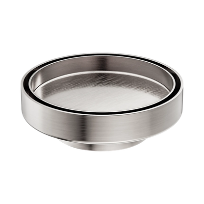130mm Round Tile Insert Floor Waste 80mm Outlet Brushed Nickel