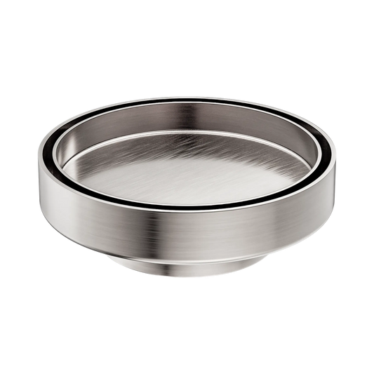 130mm Round Tile Insert Floor Waste 80mm Outlet Brushed Nickel