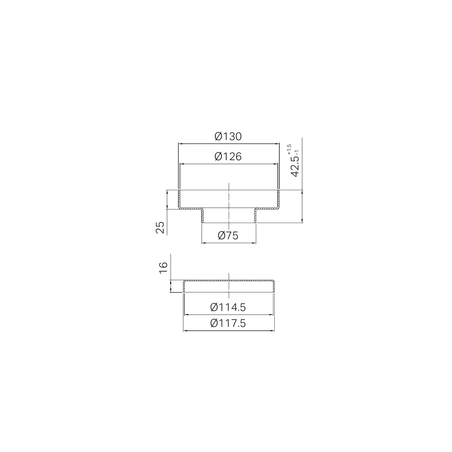 130mm Round Tile Insert Floor Waste 80mm Outlet Matte Black