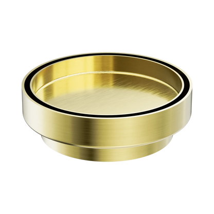 130mm Round Tile Insert Floor Waste 100mm Outlet Brushed Gold