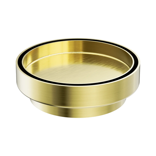 130mm Round Tile Insert Floor Waste 100mm Outlet Brushed Gold