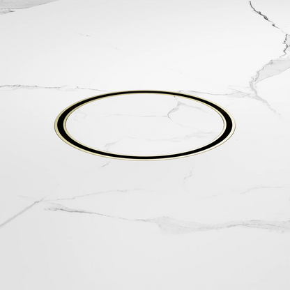 130mm Round Tile Insert Floor Waste 100mm Outlet Brushed Gold