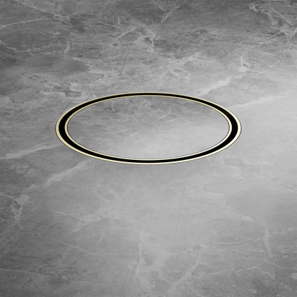 130mm Round Tile Insert Floor Waste 100mm Outlet Brushed Gold