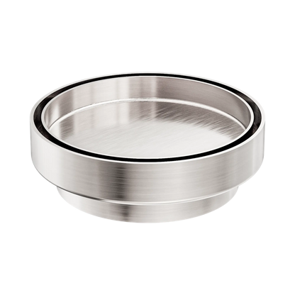 130mm Round Tile Insert Floor Waste 100mm Outlet Brushed Nickel