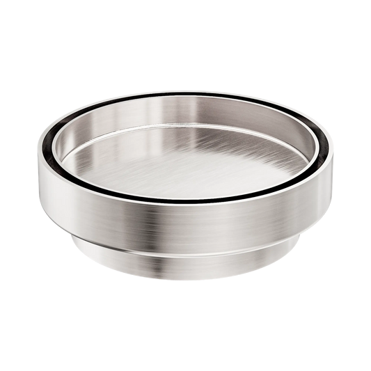 130mm Round Tile Insert Floor Waste 100mm Outlet Brushed Nickel