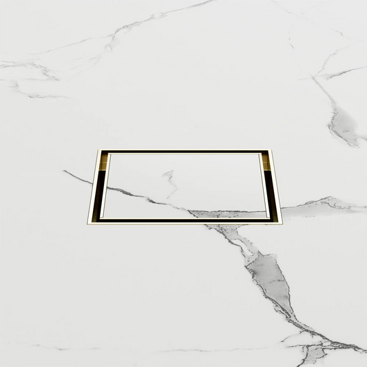 100mm Square Tile Insert Floor Waste 50mm Outlet Brushed Gold