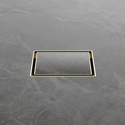 100mm Square Tile Insert Floor Waste 50mm Outlet Brushed Gold