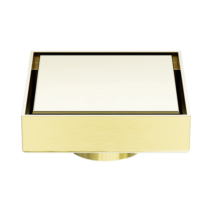 100mm Square Tile Insert Floor Waste 50mm Outlet Brushed Gold