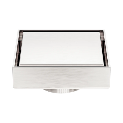 100mm Square Tile Insert Floor Waste 50mm Outlet Brushed Nickel