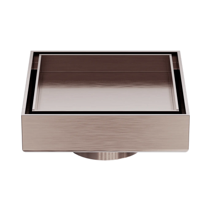 100mm Square Tile Insert Floor Waste 50mm Outlet Brushed Bronze