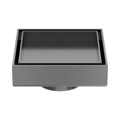 100mm Square Tile Insert Floor Waste 50mm Outlet Gun Metal