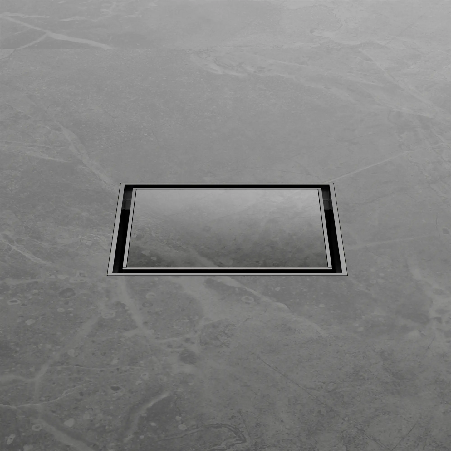 100mm Square Tile Insert Floor Waste 50mm Outlet Gun Metal