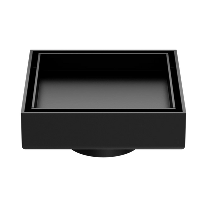 100mm Square Tile Insert Floor Waste 50mm Outlet Matte Black